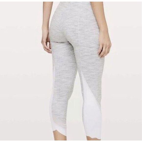 Lululemon Wunder Under Crop II Roll Down Scallop Gray Special Edition Size 2 Gra - Picture 3 of 10